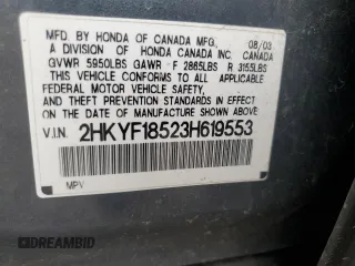 2003 Honda Pilot EX z VIN 2HKYF18523H619553, wystawiony jako Copart lot #58941715 z przebiegiem 281 041 mil mil oraz Szkoda całkowita • Salvage title. Historia ofert i sprzedaży dostępna na DreamBid. Obrazek 13.