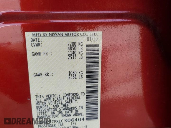 2020 Nissan LEAF SV Plus with VIN 1N4BZ1CPXLC306404, listed as a Copart auction lot 49684355 with 39,632 mi miles and Salvage Title. Bid and sale history available at DreamBid. Image 13.