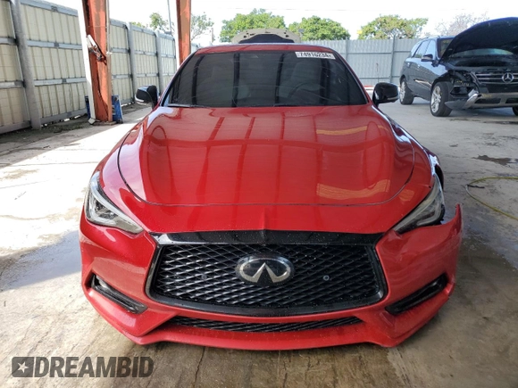 2022 Infiniti Q60 Red Sport 400 with VIN JN1FV7LK7NM660198, listed as a Copart auction lot 74916234 with 33,371 mi miles and Salvage title. Bid and sale history available at DreamBid. Image 5.