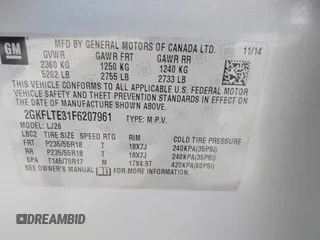 2015 GMC Terrain SLT with VIN 2GKFLTE31F6207961, listed as a IAAI auction lot 42481901 with 70,139 mi miles and . Bid and sale history available at DreamBid. Image 9.