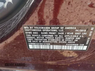 2013 Volkswagen Passat SE с VIN 1VWBN7A31DC127398, выставлен на аукционе IAAI как лот 42035829 с пробегом 103 974 миль миль и . История ставок и продаж доступна на DreamBid. Изображение 9.