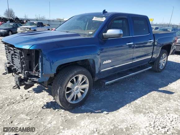 2017 Chevrolet Silverado 1500 High Country with VIN 3GCUKTEC4HG130595, listed as a Copart auction lot 46043255 with 105,670 mi miles and Salvage Title. Bid and sale history available at carsss.com. Image 1.
