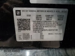 2020 Chevrolet Silverado 1500 LTZ with VIN 3GCUYGED7LG372739, listed as a Copart auction lot 50823385 with 57,607 mi miles and Salvage Title. Bid and sale history available at DreamBid. Image 12.