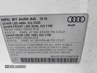 2016 Audi Q3 Premium Plus with VIN WA1EFCFS7GR007879, listed as a IAAI auction lot 41861100 with 99,338 mi miles and . Bid and sale history available at DreamBid. Image 9.