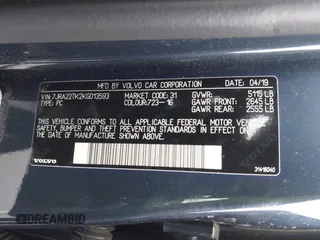 2019 Volvo S60 Momentum with VIN 7JRA22TK2KG013593, listed as a IAAI auction lot 41560933 with 49,619 mi miles. Bid and sale history available at carsss.com. Image 9.