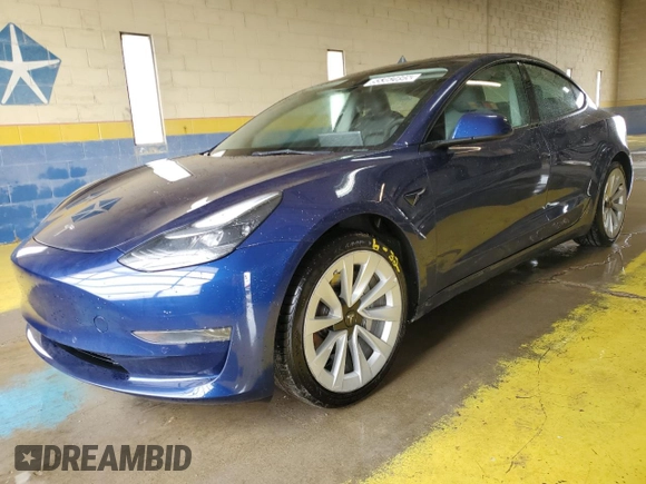 2022 Tesla Model 3 with VIN 5YJ3E1EA6NF369198, listed as a Copart auction lot 55362895 with 85,860 mi miles and Clean Title. Bid and sale history available at DreamBid. Image 1.