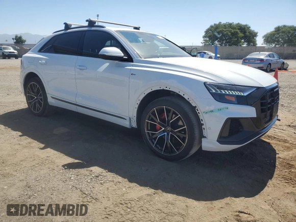 2023 Audi Q8 Premium Plus with VIN WA1EVBF12PD007113, listed as a Copart auction lot 67787744 with 20,482 mi miles and Salvage title. Bid and sale history available at DreamBid. Image 4.