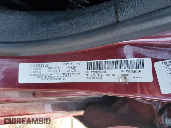 2015 Chrysler 200 Limited with VIN 1C3CCCAB8FN709801, listed as a Copart auction lot 85870984 with 147,889 mi miles and Salvage Title. Bid and sale history available at DreamBid. Image 15.