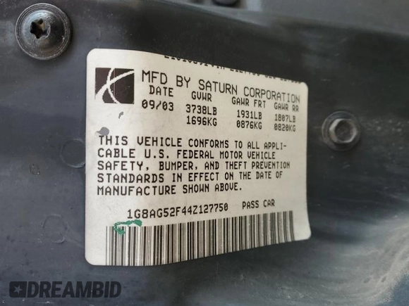 2004 Saturn ION ION 1 z VIN 1G8AG52F44Z127750, wystawiony jako Copart lot #75961964 z przebiegiem 104 567 mil mil oraz Szkoda całkowita • Salvage title. Historia ofert i sprzedaży dostępna na DreamBid. Obrazek 14.