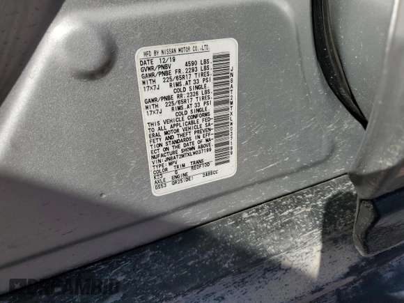 2020 Nissan Rogue S with VIN JN8AT2MTXLW037199, listed as a Copart auction lot 47177605 with 125,106 mi miles and Salvage Title. Bid and sale history available at carsss.com. Image 14.