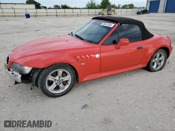 2000 BMW Z3 2.5L with VIN WBACH9349YLF88760, listed as a Copart auction lot 58447054 with 241,754 mi miles and Salvage Title. Bid and sale history available at carsss.com. Image 1.