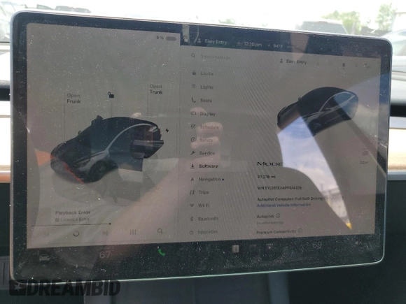 2023 Tesla Model 3 with VIN 5YJ3E1EA4PF614129, listed as a Copart auction lot 62019385 with 23,218 mi miles and Salvage title. Bid and sale history available at DreamBid. Image 9.