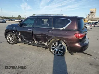 2011 Infiniti QX56 7-passenger with VIN JN8AZ2NE8B9001099, listed as a Copart auction lot 76417474 with 0 mi miles and Clean Title. Bid and sale history available at carsss.com. Image 2.
