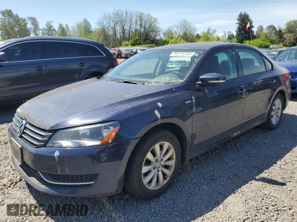 2014 Volkswagen Passat Wolfsburg Edition with VIN 1VWAT7A33EC083021, listed as a Copart auction lot 56015745 with Not provided miles and Clean title. Bid and sale history available at DreamBid. Image 1.