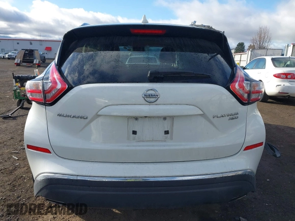 2017 Nissan Murano SL with VIN 5N1AZ2MH5HN204437, listed as a IAAI auction lot 41852350 with 82,545 mi miles and . Bid and sale history available at carsss.com. Image 16.
