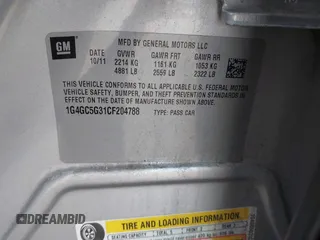 2012 Buick LaCrosse Leather with VIN 1G4GC5G31CF204788, listed as a IAAI auction lot 41615069 with 94,592 mi miles and . Bid and sale history available at DreamBid. Image 9.