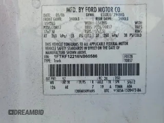 2006 Ford F-150 XL with VIN 1FTRF12216NB60586, listed as a Copart auction lot 62665865 with 93,812 mi miles and Clean title. Bid and sale history available at DreamBid. Image 12.