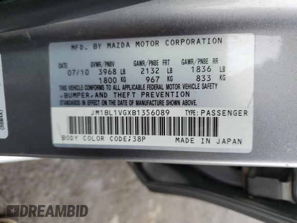 2011 Mazda 3 i Touring with VIN JM1BL1VGXB1356089, listed as a Copart auction lot 50006755 with 91,553 mi miles and Salvage Title. Bid and sale history available at carsss.com. Image 12.