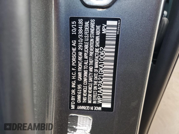 2016 Porsche Cayenne z VIN WP1AA2A21GKA10062, wystawiony jako Copart lot #64639685 z przebiegiem 52 962 mil mil oraz Szkoda całkowita • Salvage title. Historia ofert i sprzedaży dostępna na DreamBid. Obrazek 13.