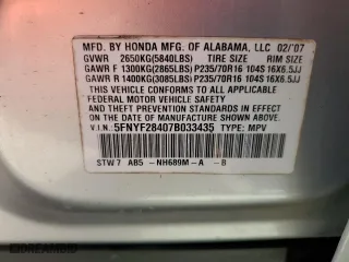 2007 Honda Pilot EX with VIN 5FNYF28407B033435, listed as a Copart auction lot 47786615 with 140,176 mi miles and Salvage Title. Bid and sale history available at carsss.com. Image 13.