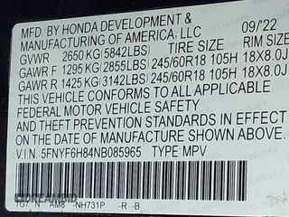 2022 Honda Pilot TrailSport with VIN 5FNYF6H84NB085965, listed as a IAAI auction lot 42556978 with 85,611 mi miles and . Bid and sale history available at DreamBid. Image 9.