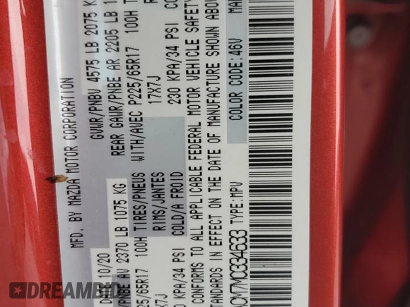 2021 Mazda CX-5 Touring with VIN JM3KFACM7M0334633, listed as a Copart auction lot 51618875 with 70,558 mi miles and Salvage Title. Bid and sale history available at DreamBid. Image 15.
