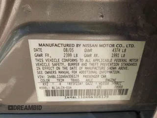 2006 Nissan Altima 3.5 SE with VIN 1N4BL11DX6N306129, listed as a IAAI auction lot 41995155 with 1 mi miles. Bid and sale history available at carsss.com. Image 9.