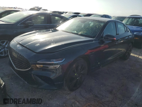 2023 Genesis G70 3.3T with VIN KMTG54TE8PU123516, listed as a Copart auction lot 76779384 with 1,723 mi miles and Non Repairable. Bid and sale history available at carsss.com. Image 1.