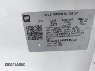 2025 Chevrolet Malibu LT with VIN 1G1ZD5ST8SF145683, listed as a IAAI auction lot 41933527 with 8,884 mi miles and . Bid and sale history available at DreamBid. Image 9.