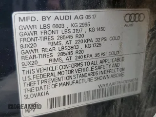 2017 Audi Q7 Premium Plus with VIN WA1LAAF75HD058074, listed as a Copart auction lot 63446045 with 214,453 mi miles and Clean title. Bid and sale history available at DreamBid. Image 14.