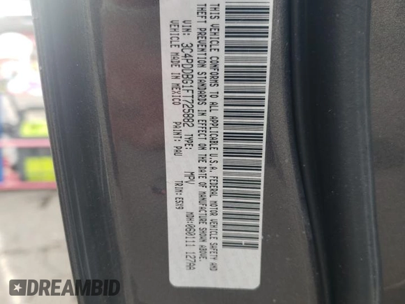 2015 Dodge Journey SXT with VIN 3C4PDDBG1FT725882, listed as a Copart auction lot 55903755 with 111,941 mi miles and Salvage title. Bid and sale history available at DreamBid. Image 13.