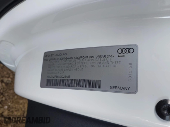 2021 Audi A5 S line Premium Plus z VIN WAUTAAF56MA029485, wystawiony jako IAAI lot #42064786 z przebiegiem 53 808 mil mil oraz . Historia ofert i sprzedaży dostępna na DreamBid. Obrazek 9.