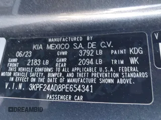 2023 Kia Forte LXS z VIN 3KPF24AD8PE654341, wystawiony jako IAAI lot #41261511 z przebiegiem 20 312 mil mil oraz . Historia ofert i sprzedaży dostępna na DreamBid. Obrazek 9.