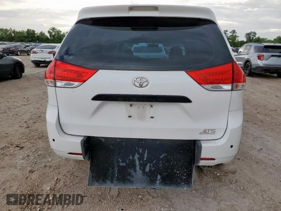 2011 Toyota Sienna with VIN 5TDZK3DC8BS026322, listed as a Copart auction lot 63670155 with Not provided miles and Salvage title. Bid and sale history available at DreamBid. Image 6.