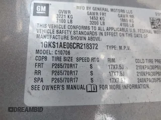 2012 GMC Yukon SLE with VIN 1GKS1AE06CR218372, listed as a IAAI auction lot 41591288 with 166,596 mi miles. Bid and sale history available at carsss.com. Image 9.