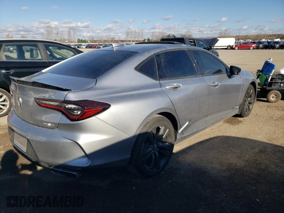 2021 Acura TLX w/A-Spec Package with VIN 19UUB6F51MA801460, listed as a Copart auction lot 80965304 with 0 mi miles and Clean Title. Bid and sale history available at carsss.com. Image 3.
