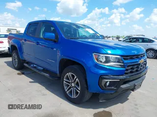 2021 Chevrolet Colorado 2WD LT z VIN 1GCGSCEN2M1156832, wystawiony jako IAAI lot #42060849 z przebiegiem 53 798 mil mil oraz . Historia ofert i sprzedaży dostępna na DreamBid. Obrazek 1.