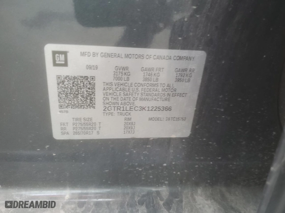 2019 GMC Sierra 1500 Limited with VIN 2GTR1LEC3K1225366, listed as a Copart auction lot 86532384 with 35,581 mi miles and Salvage Title. Bid and sale history available at carsss.com. Image 13.