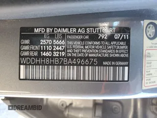 2011 Mercedes-Benz E 350 Luxury with VIN WDDHH8HB7BA496675, listed as a Copart auction lot 44751065 with 118,318 mi miles and Salvage Title. Bid and sale history available at DreamBid. Image 12.