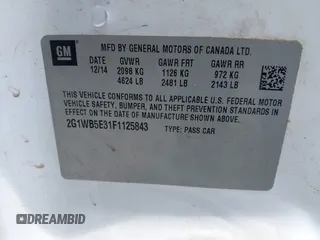 2015 Chevrolet Impala LT с VIN 2G1WB5E31F1125843, выставлен на аукционе IAAI как лот 42102455 с пробегом 140 407 миль миль и . История ставок и продаж доступна на DreamBid. Изображение 9.