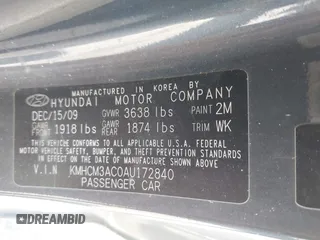 2010 Hyundai Accent GS с VIN KMHCM3AC0AU172840, выставлен на аукционе IAAI как лот 42576454 с пробегом 152 873 миль миль и . История ставок и продаж доступна на DreamBid. Изображение 9.