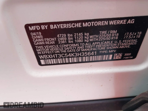 2019 BMW X1 xDrive28i with VIN WBXHT3C54K3H35641, listed as a IAAI auction lot 42241894 with 100,989 mi miles and . Bid and sale history available at DreamBid. Image 9.