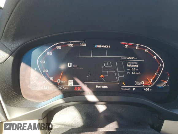 2020 BMW X4 M40i with VIN 5UX2V5C01LLE69394, listed as a Copart auction lot 44036774 with 22,582 mi miles and Clean title. Bid and sale history available at DreamBid. Image 9.