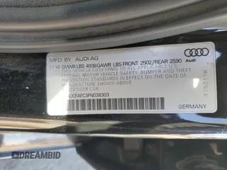 2015 Audi A6 2.0T Premium with VIN WAUCFAFC3FN038303, listed as a Copart auction lot 75356394 with 108,196 mi miles and Clean Title. Bid and sale history available at carsss.com. Image 12.