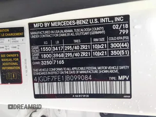 2018 Mercedes-Benz GLS 63 AMG with VIN 4JGDF7FE1JB099084, listed as a IAAI auction lot 42220385 with 97,904 mi miles and . Bid and sale history available at DreamBid. Image 9.