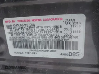 2016 Mitsubishi Outlander Sport 2.4 ES with VIN JA4AR3AWXGZ041850, listed as a IAAI auction lot 41629967 with 90,652 mi miles. Bid and sale history available at carsss.com. Image 9.