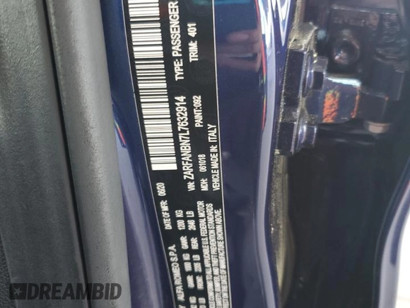 2020 Alfa Romeo Giulia Ti Sport z VIN ZARFANBN7L7632914, wystawiony jako Copart lot #55761355 z przebiegiem 26 635 mil mil oraz Szkoda całkowita • Salvage title. Historia ofert i sprzedaży dostępna na DreamBid. Obrazek 12.