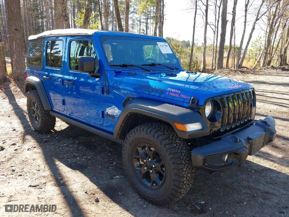 2021 Jeep Wrangler Unlimited Sport S with VIN 1C4HJXDG1MW722743, listed as a IAAI auction lot 41237900 with NaN miles. Bid and sale history available at carsss.com. Image 1.