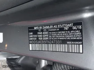 2015 Mercedes-Benz CLA-Class CLA 250 with VIN WDDSJ4EB5FN247331, listed as a IAAI auction lot 41482607 with 190,733 mi miles. Bid and sale history available at carsss.com. Image 9.
