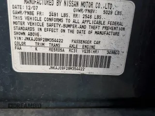 2008 Infiniti EX Journey with VIN JNKAJ09F28M354422, listed as a Copart auction lot 87127714 with 183,163 mi miles and Clean Title. Bid and sale history available at DreamBid. Image 13.